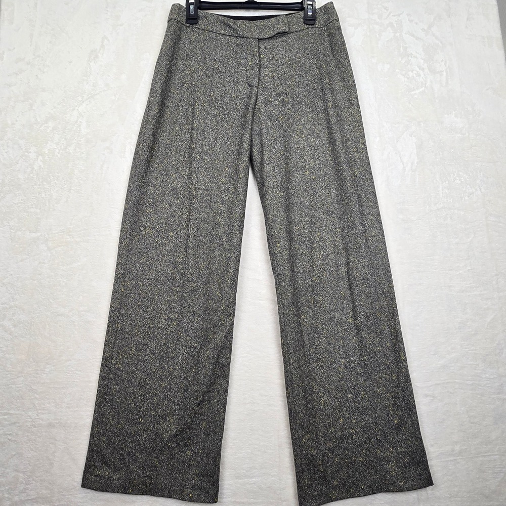 Ted Baker London Grey Wool Silk Blend Wide Leg Flecked Trousers Size 3 US 8